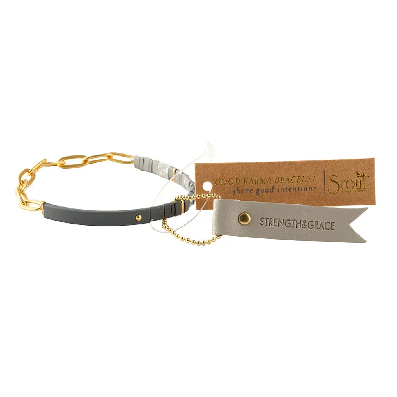 Good Karma Ombre w/Chain Bracelet - Strength & Grace Charcoal/Gold