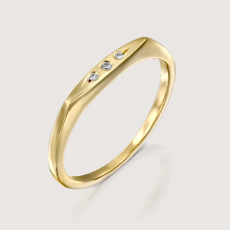 stylish silver rings -Jackie Gold Ring Three Diamonds