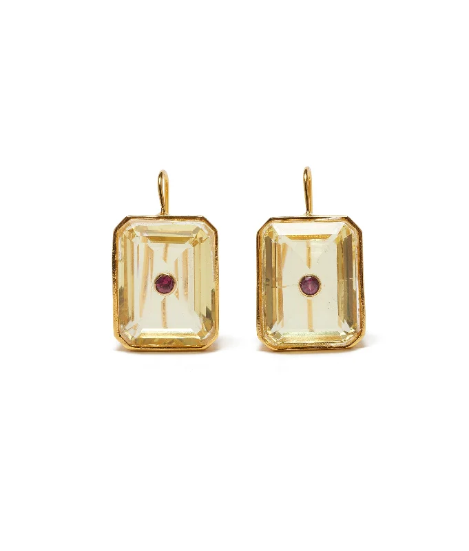 elegant earrings for women -Tile Earrings in Citrine