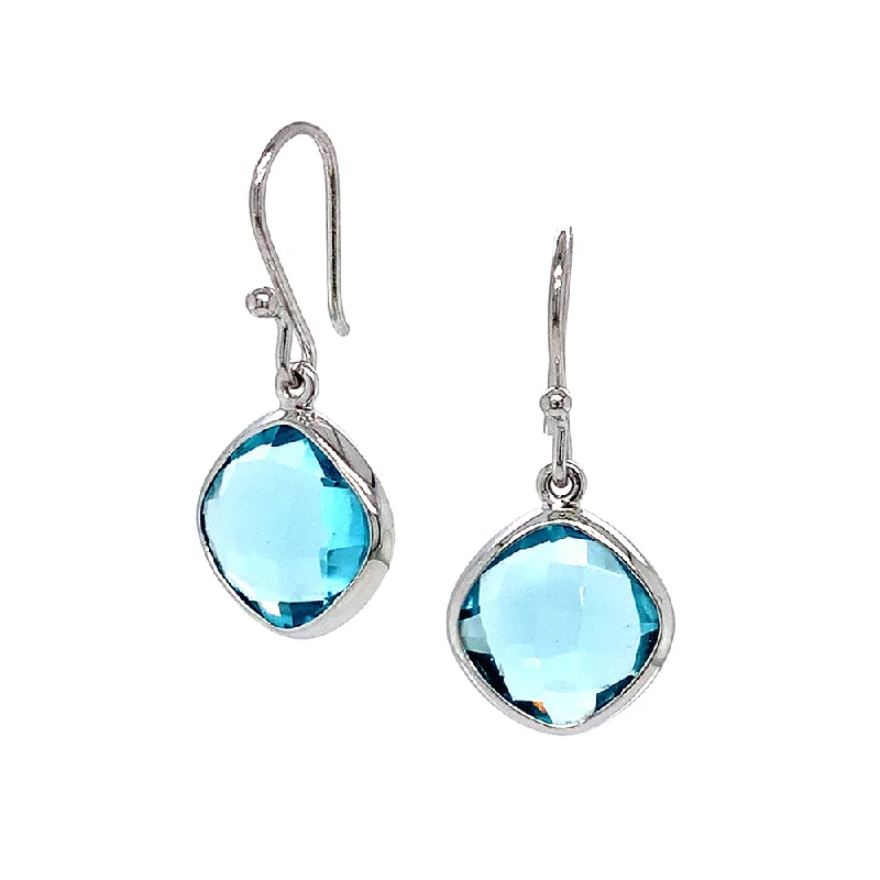 trendy stud earrings -Sterling Silver Kite Shaped Blue Topaz Earrings - "Ocean Bleu"