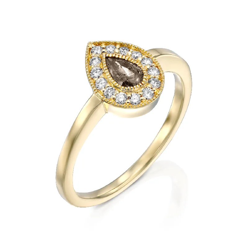 personalized rings for women -Luna Gold Ring Gray Diamond