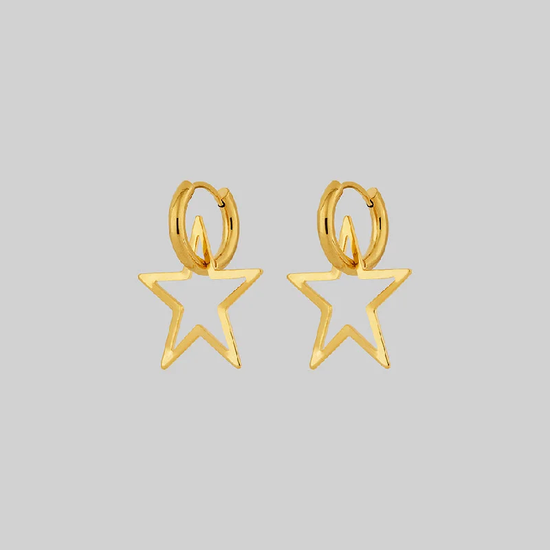 heart-shaped earrings -MAISIE. Star Hoop Earrings - Gold