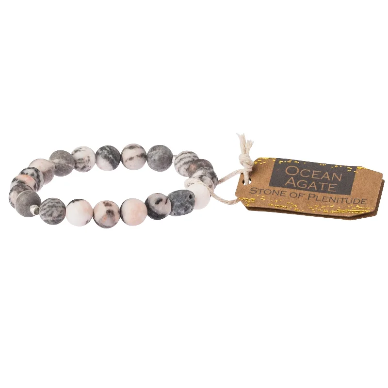 Stone Stack Bracelet Ocean Agate - Stone of Plentitude