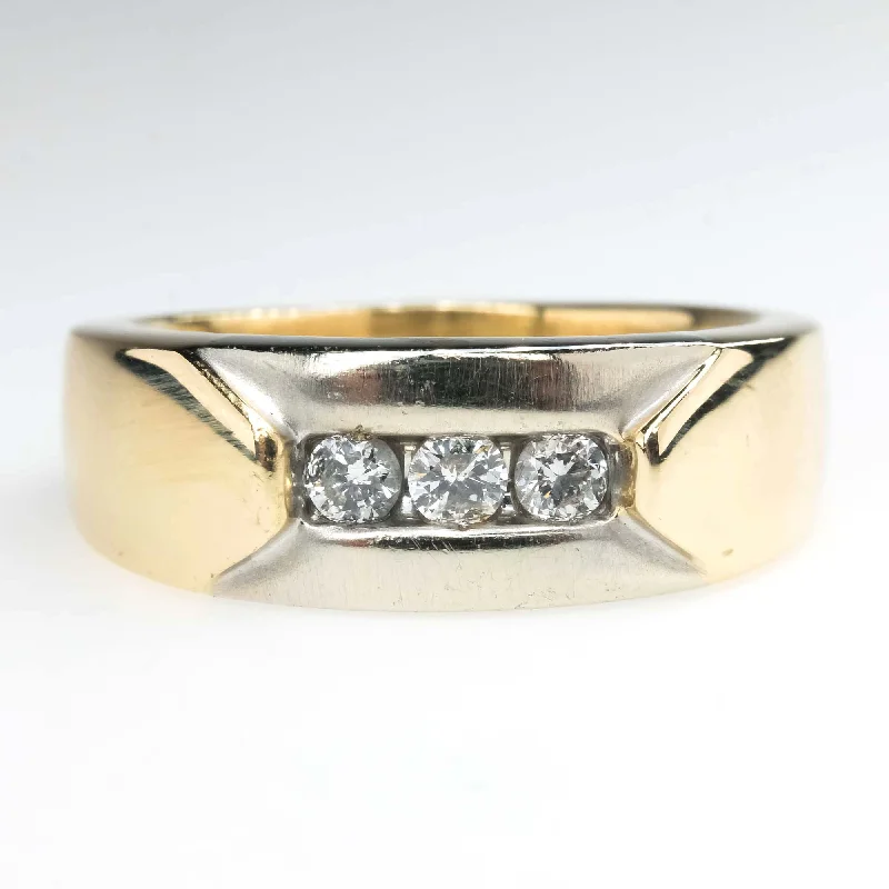 affordable platinum engagement rings -Round Diamond Channel Ring Band in 10K Two Tone Gold