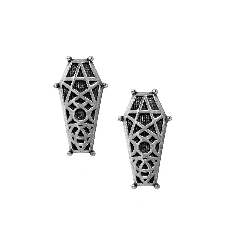 luxury gemstone drop earrings -Hex Coffin Earrings by Alchemy Gothic