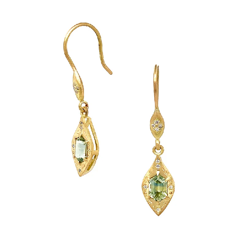 luxury hoop earrings -One-of-a-Kind Green Montana Sapphire Drop Earrings - "Azalea"