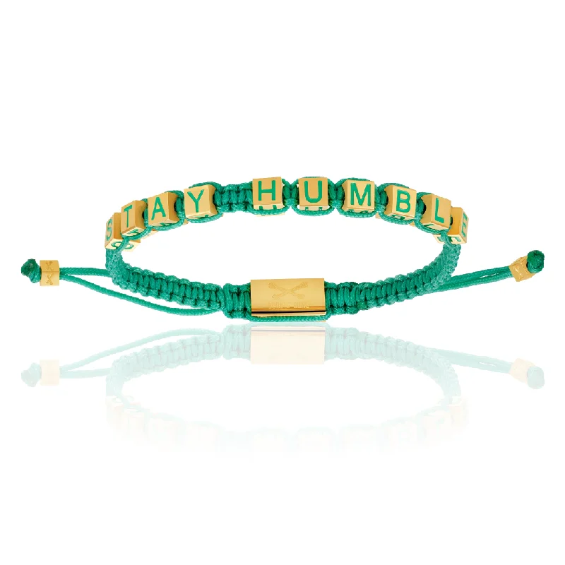 Cyan Nylon with Yellow Gold STAY HUMBLE Bracelet