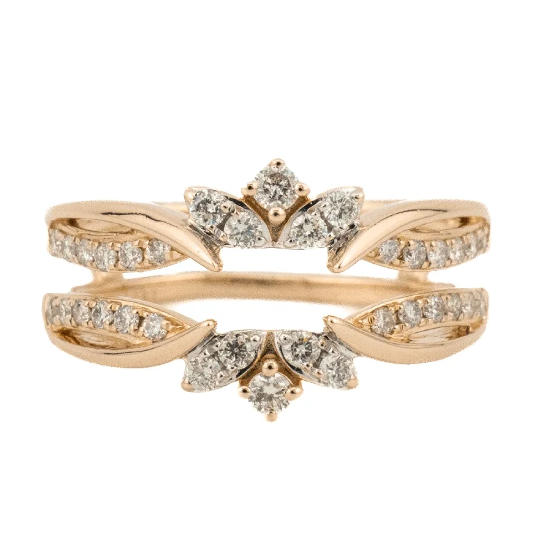 unique engagement rings -0.50ctw Diamond Accented Ring Guard Enhancer in 14K Rose Gold - Size 6.75