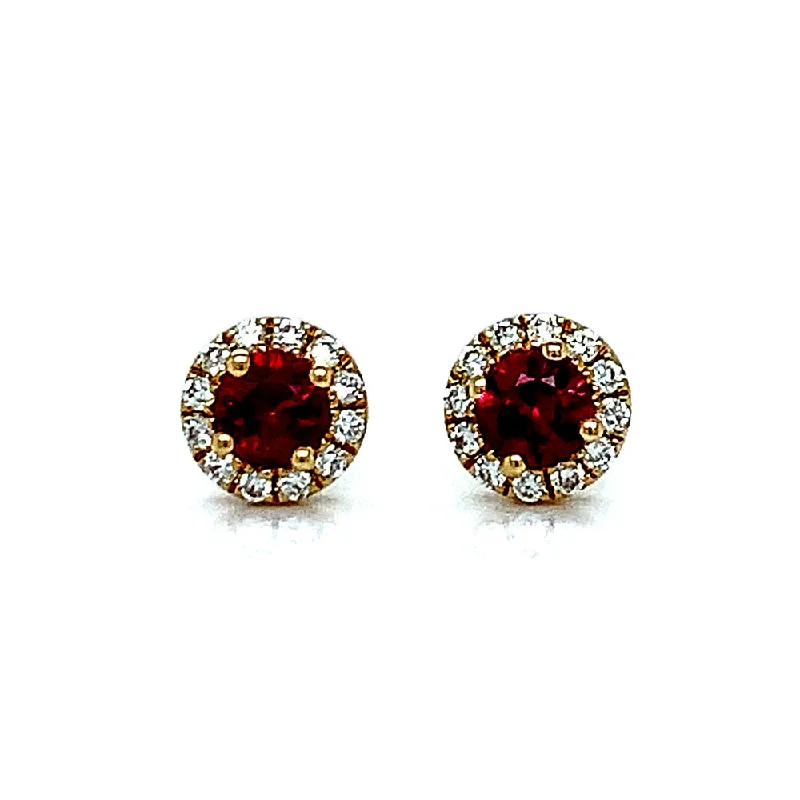 classic pearl earrings -Ruby & Diamond Yellow Gold Earrings