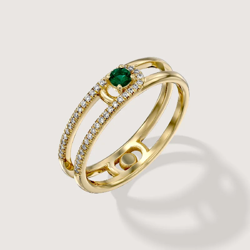 affordable gemstone rings -Ring 06 - Emerald & White Diamonds