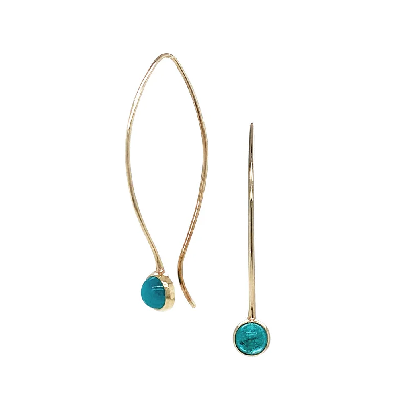 minimalistic diamond earrings -Paraiba Tourmaline & Yellow Gold Earrings - "Mini Comet"