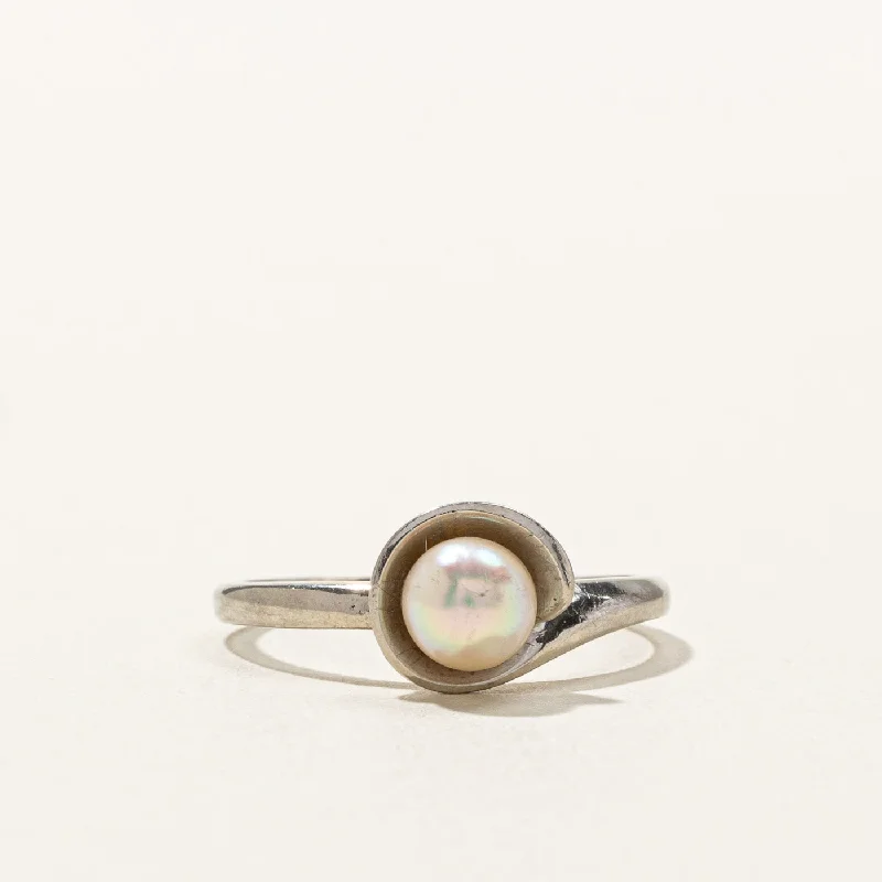 women’s rose gold rings -Pearl White Gold Ring | SZ 7.25 |