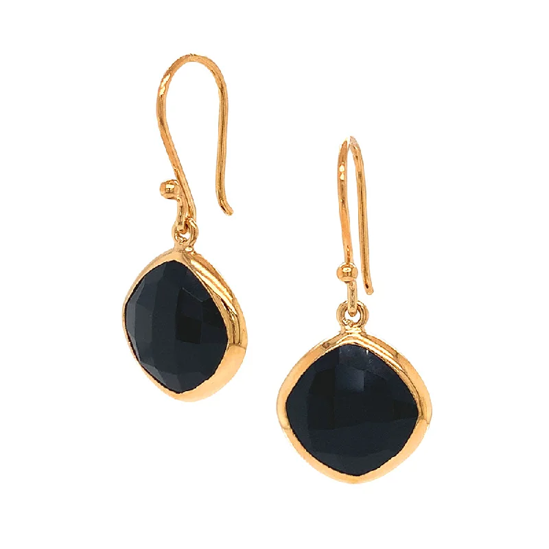 trendy tassel earrings -Gold Vermeil Kite-Shaped Black Onyx Drop Earrings - "Stellar"