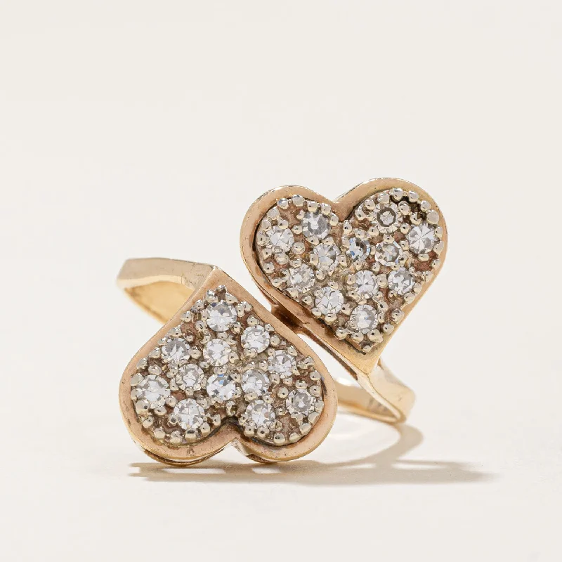 stackable rings for women -Diamond Twin Heart Ring | 0.40ctw | SZ 5.75 |