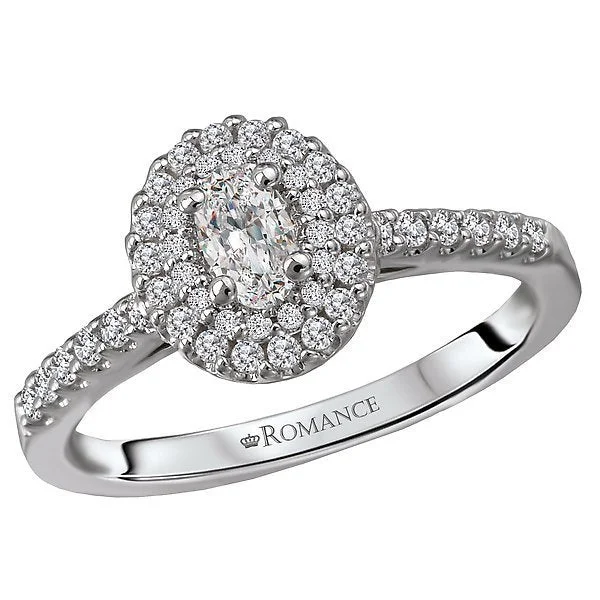 engagement rings with wedding bands -14KT WHITE GOLD 1/2 CTW OVAL DIAMOND DOUBLE OVAL HALO RING