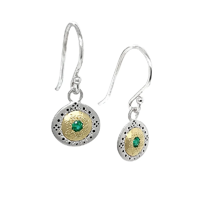 rose gold earrings for women -Silver & Gold Emerald Earrings - "Harmony in Green"