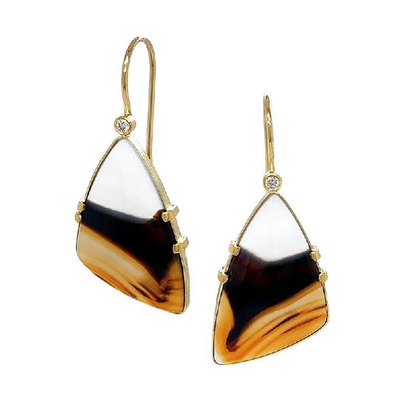 stylish chandelier earrings -One-of-a-Kind Montana Agate & Diamond Earrings - "Layered Beauty"