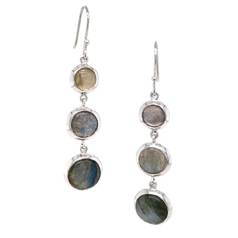 luxury gemstone drop earrings -Labradorite Drop Earrings- "Three's Company"