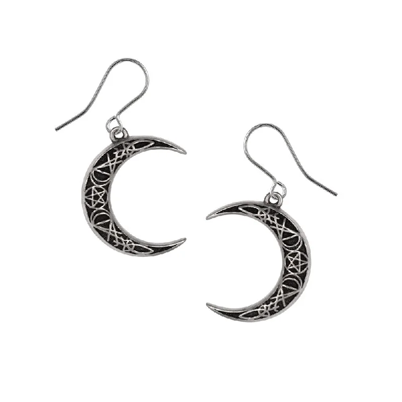 minimalist earrings for women -A Pact with a Prince Droppers Crescent Moon Earrings by Alchemy Gothic