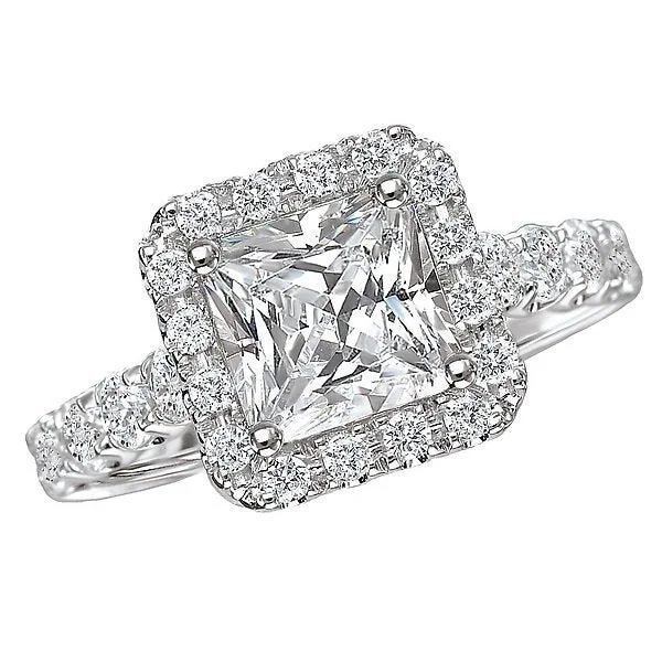 elegant engagement rings -14KT WHITE GOLD 1.25 CTW DIAMOND SQUARE HALO RING