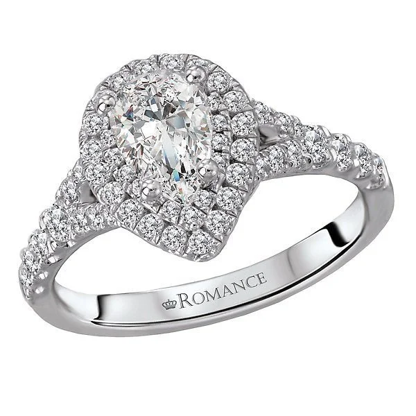 affordable sapphire engagement rings -14KT WHITE GOLD 1.25 CTW DIAMOND DOUBLE PEAR HALO RING