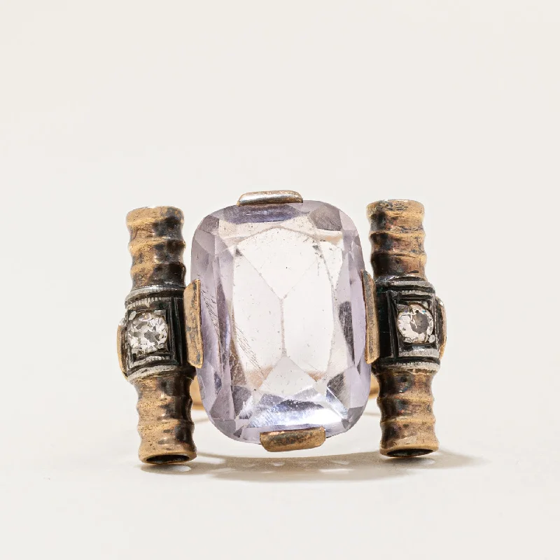 trendy fashion rings -Vintage Amethyst & Diamond Cocktail Ring | 7.25ct, 0.14ctw | SZ 5.25 |