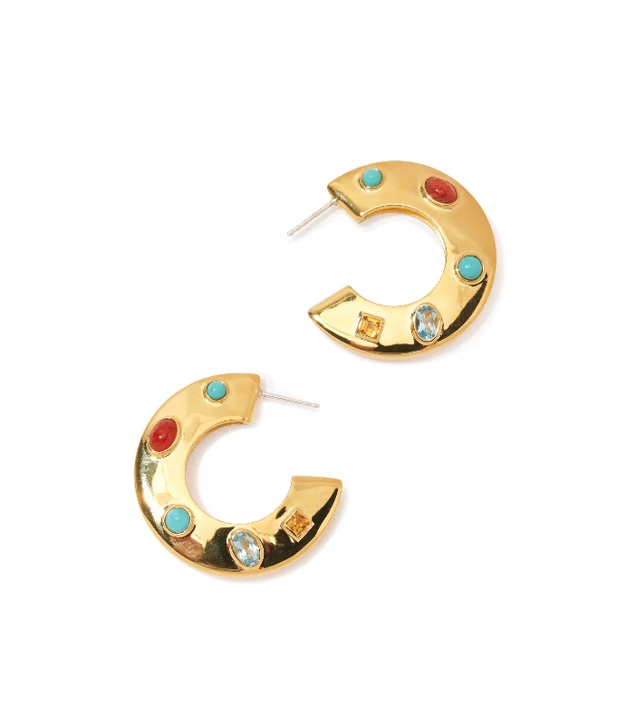 statement earrings for women -Saucer Hoops in Dotted Stone