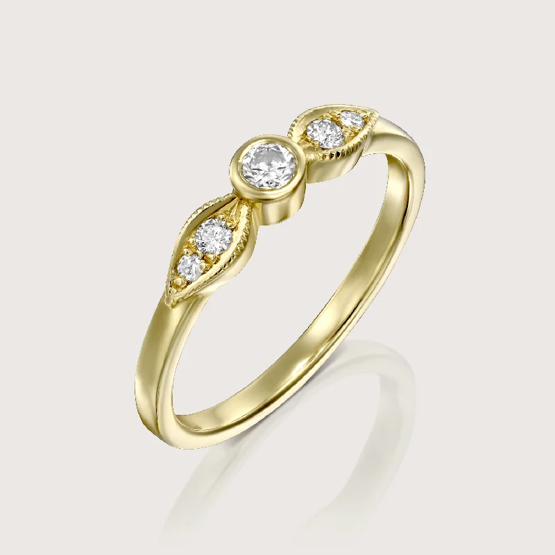 antique wedding rings -Heleni Gold Ring White 3mm Diamond