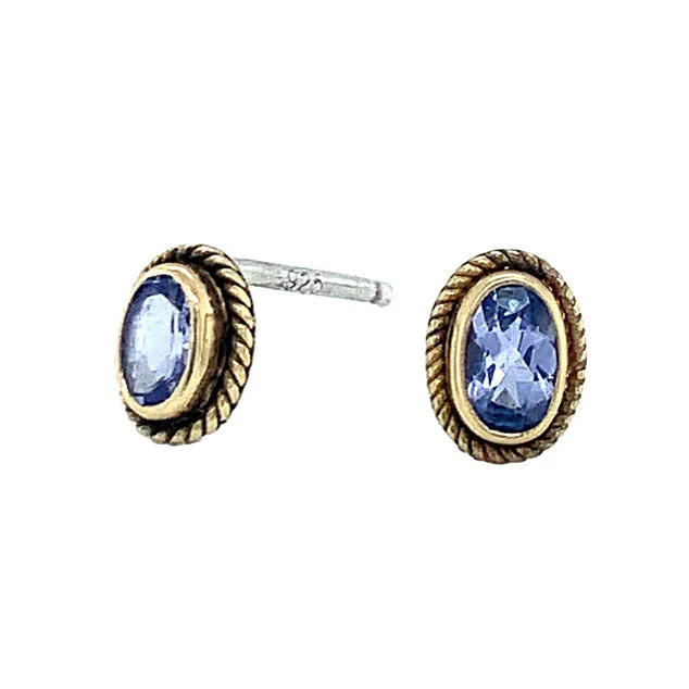 elegant diamond earrings -Petite Oval Tanzanite Earrings