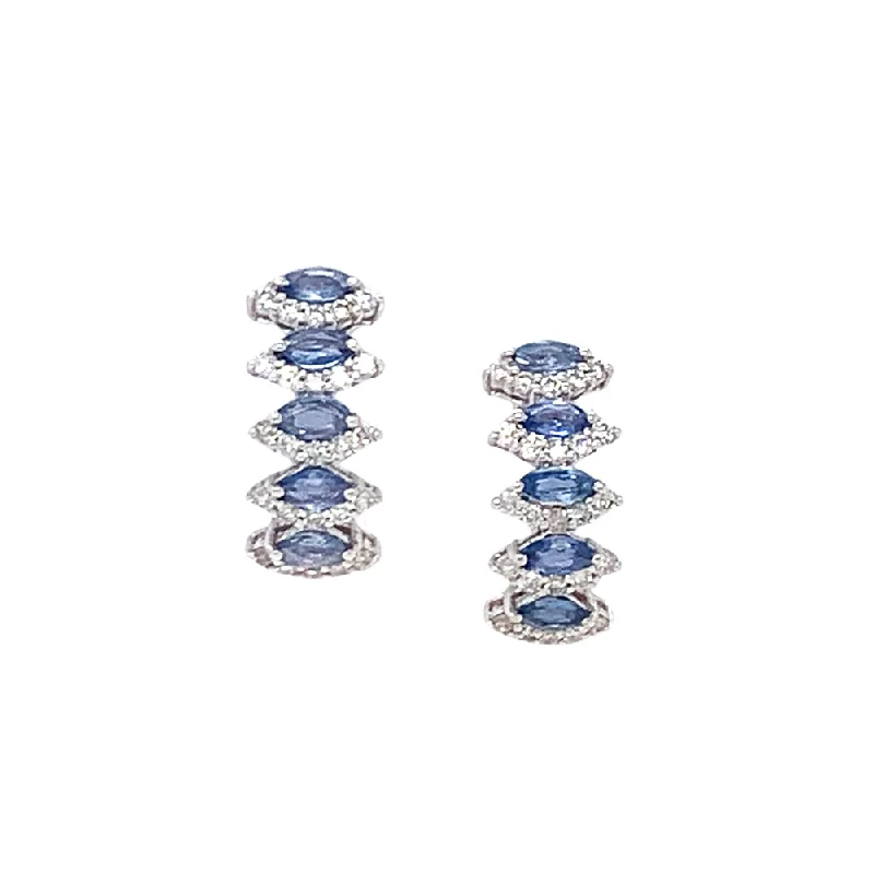 fashionable ear accessories -Yogo Sapphire & Diamond White Gold Earrings - "Dreamer's Glimpse"