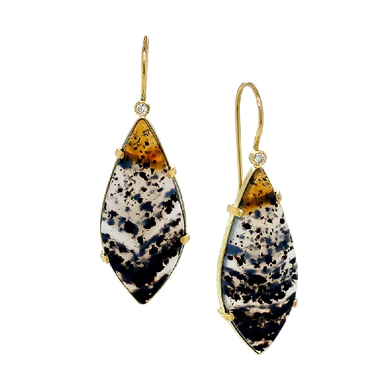 long dangly earrings -One-of-a-Kind Montana Agate & Diamond Earrings - "Speckled Eggshell"