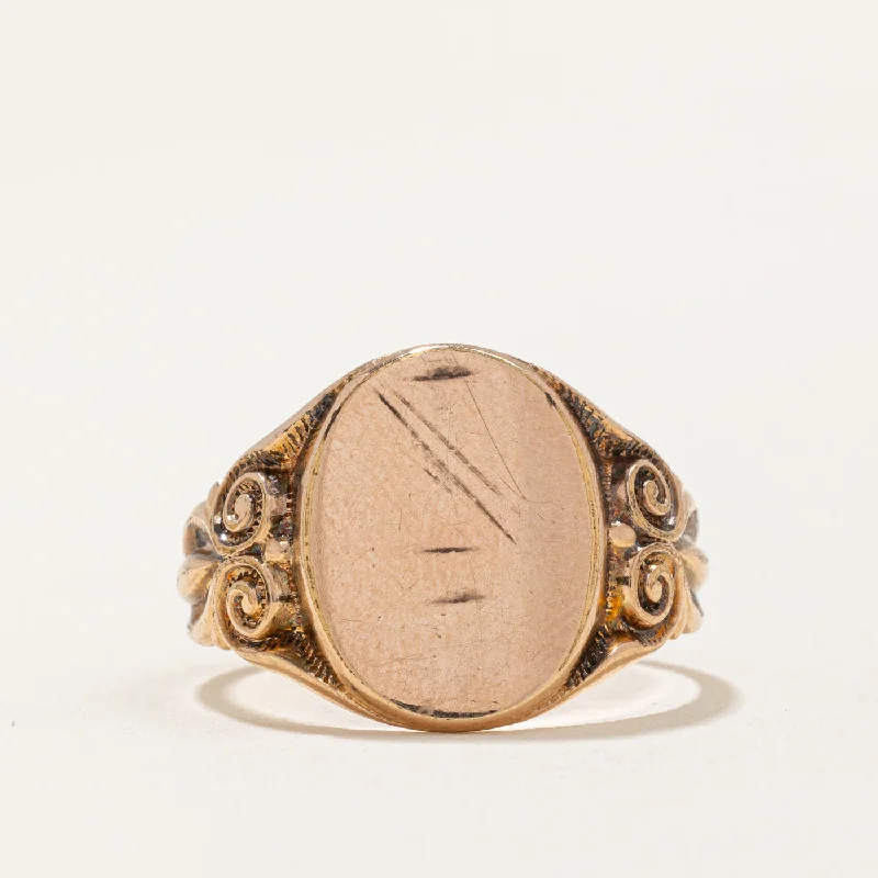 affordable gemstone rings -10k Rose Gold Blank Signet Ring | SZ 8 |