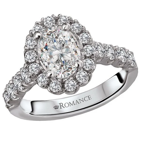 timeless engagement rings -14KT WHITE GOLD 2.25 CTW DIAMOND OVAL HALO RING