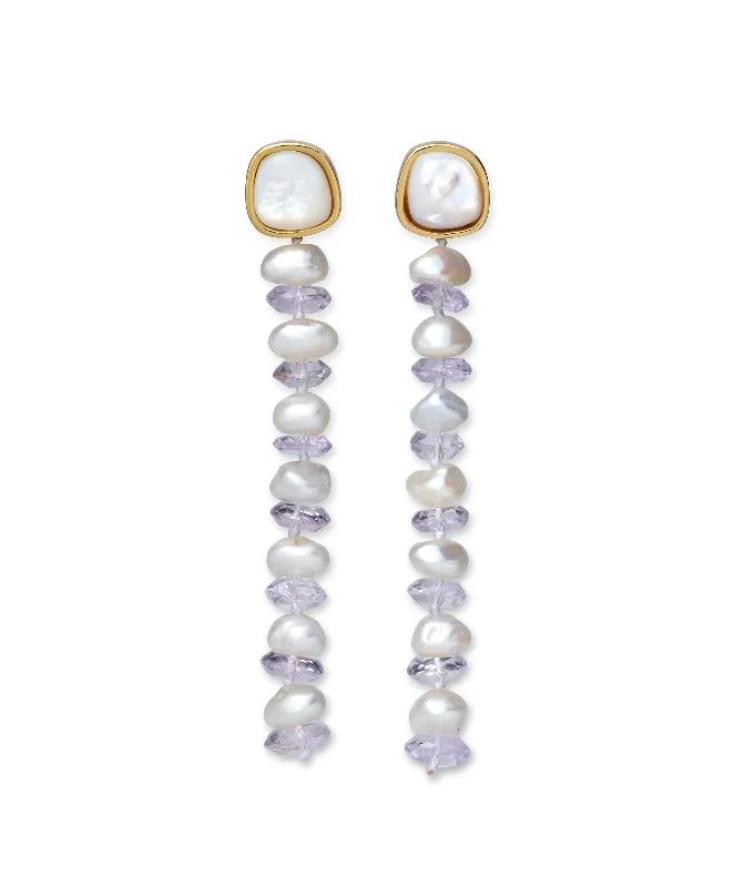 cubic zirconia earrings -Wisteria Column Earrings