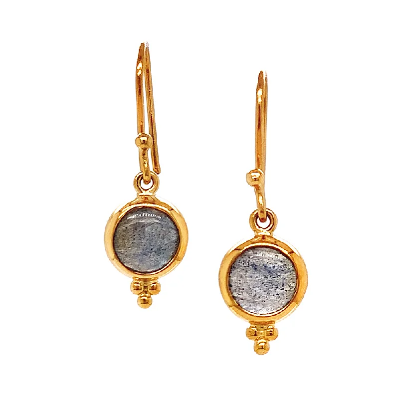 personalized earrings -Accented Gold Vermeil Labradorite Drop Earrings - "Horizon Gleam"