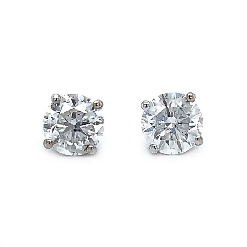 fashion earrings for women -Natural Diamond Four-Prong Stud Earrings - 1.27ctw