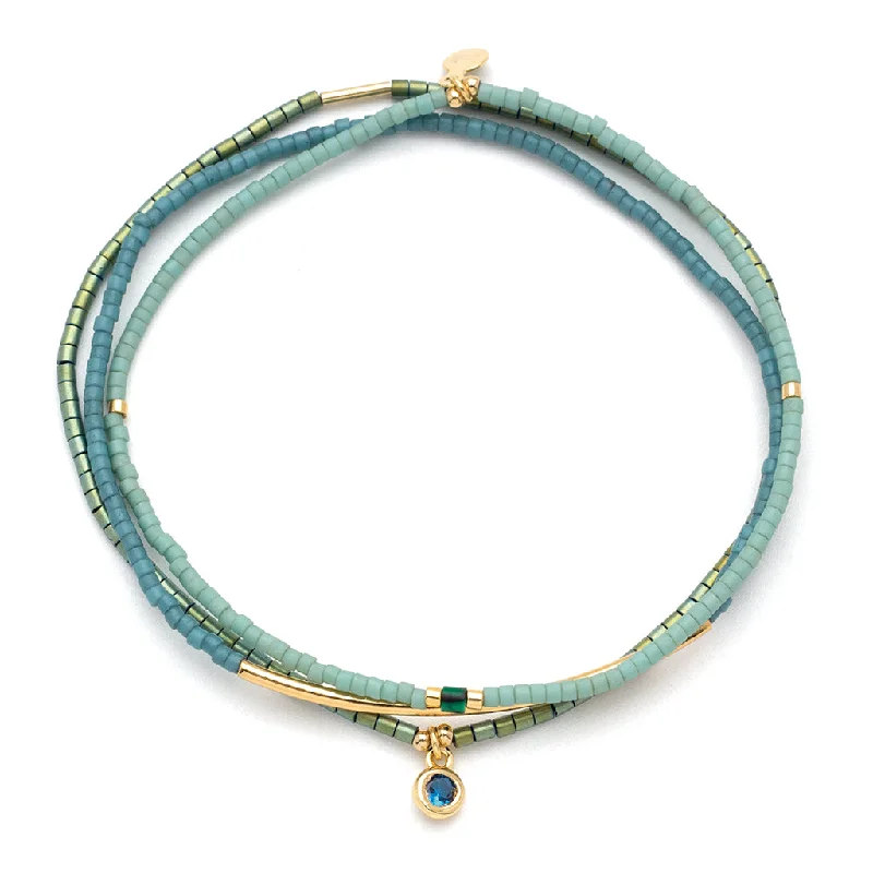 Tonal Chromacolor Miyuki Bracelet Trio - Turquoise/Gold