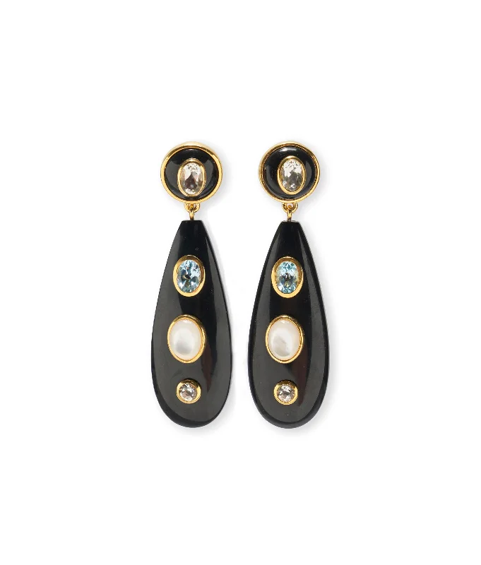 beautiful gemstone drop earrings -Torre Earrings in Midnight Sparkle